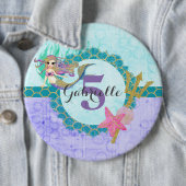 Niedliches Monogramm Alter Mermaid Aquamarin und L Button (Beispiel)