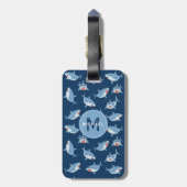 Niedliches Monogramm des Musters "Great White Shar Gepäckanhänger (Rückseite vertikal)