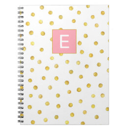 Niedliches Monogramm erstes Girly Pink Gold Dot Mu Notizblock