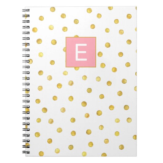 Niedliches Monogramm erstes Girly Pink Gold Dot Mu Notizblock (Vorderseite)