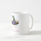 Niedliches Monogramm Halloween Kitty Hexe Kaffeetasse (VorderseiteRechts)