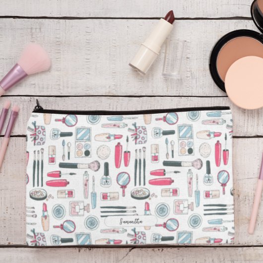 Niedliches Monogramm-Makeup-Muster Zubehörtasche