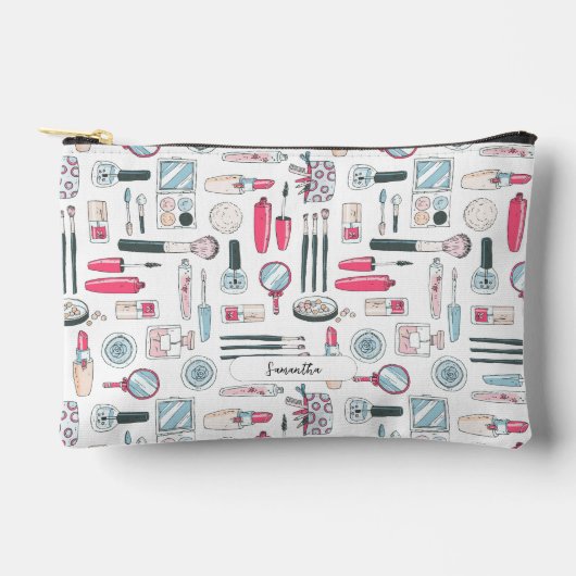 Niedliches Monogramm-Makeup-Muster Zubehörtasche (Vorderseite)