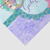 Niedliches Monogramm Mermaid Aquamarin und Lila Ge Seidenpapier (Ausschnitt)