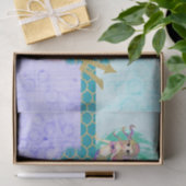 Niedliches Monogramm Mermaid Aquamarin und Lila Ge Seidenpapier (Geschenk)