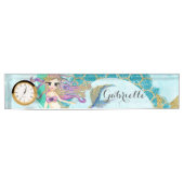Niedliches Monogramm Mermaid Aquamarin und Lila Namensplakette (Vorderseite)