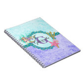 Niedliches Monogramm Mermaid Aquamarin und Lila Notizblock (Rechte Seite)