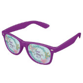 Niedliches Monogramm Mermaid Aquamarin und Lila Sonnenbrille (Schrägansicht)