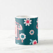 Niedliches Monogramm Modernes Rosa und Aquamarines Kaffeetasse (Mittel)