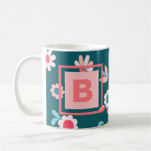 Niedliches Monogramm Modernes Rosa und Aquamarines Kaffeetasse (Links)