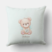 Niedliches Monogramm Name Bear Baby Außengebläse Kissen (Rückseite)