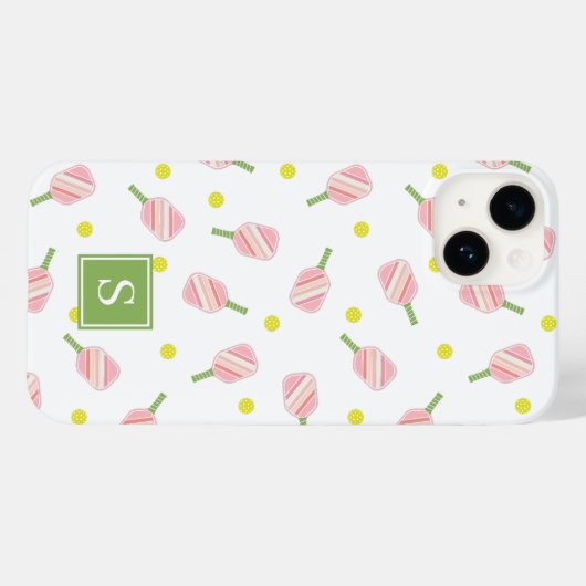 Niedliches Monogramm-Pickleball-Muster Case-Mate iPhone Hülle (Rückseite (Horizontal))