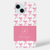 Niedliches Monogramm rosa Bogen Coquette Case-Mate iPhone Hülle (Rückseite)