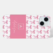 Niedliches Monogramm rosa Bogen Coquette Case-Mate iPhone Hülle (Rückseite (Horizontal))