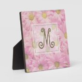 Niedliches Monogramm Rosa Daisy Fotoplatte (Vorderseite)