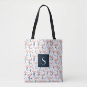 Niedliches Monogramm rosa Flamingo-Muster Tasche (Vorderseite)