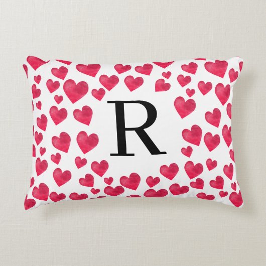 Niedliches Monogramm Rotes Herz Dekokissen (Vorderseite)
