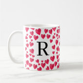 Niedliches Monogramm Rotes Herz Kaffeetasse (Links)