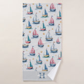 Niedliches Monogramm Sailboat & Name Kids Badehandtuch (Badehandtuch)