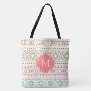 Niedliches Monogramm Tribal Inspiriert Muster Tasche