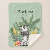 Niedliches Monogramm Zebra im Dschungel Sherpadecke (Vorderseite)