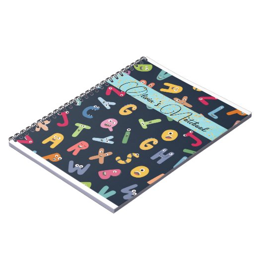 Niedliches Monster Alphabets-Notebook Notizblock (Linke Seite)