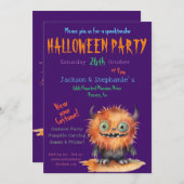 Niedliches Monster-Bash-Halloween-Kostüm-Party Einladung (Vorne/Hinten)