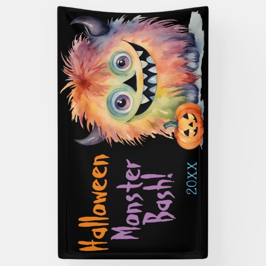 Niedliches Monster-Bash-Halloween-Party Banner (Vertikal)