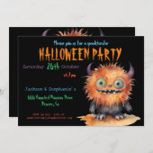 Niedliches Monster-Bash-Halloween-Party Einladung (Vorne/Hinten)