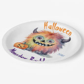 Niedliches Monster-Bash-Halloween-Party Pappteller (Schrägansicht)