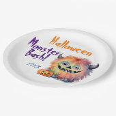 Niedliches Monster-Bash-Halloween-Party Pappteller (Schrägansicht)