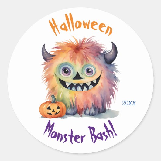 Niedliches Monster-Bash-Halloween-Party Runder Aufkleber (Vorderseite)