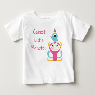 Niedliches Monster Birthday Hat Pink Blue Baby T-shirt