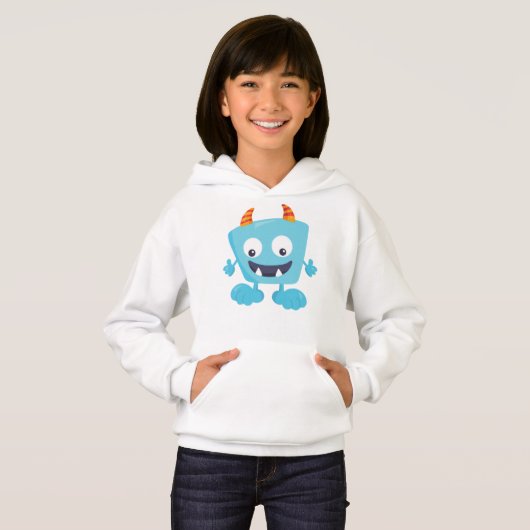 Niedliches Monster, blaues Monster, lustiges Monst Hoodie (Vorne ganz)