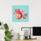 Niedliches Monster Crazy Funny Funny Kids Poster (Heimbüro)