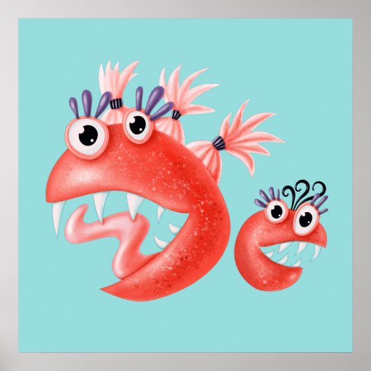 Niedliches Monster Crazy Funny Funny Kids Poster (Vorne)