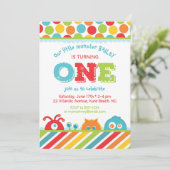 Niedliches Monster erster Geburtstag Einladung (Stehend Vorderseite)