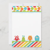 Niedliches Monster erster Geburtstag Einladung (Rückseite)