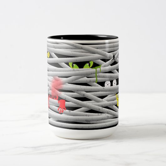 Niedliches Monster Eyes Mummy Halloween Zweifarbige Tasse (Mittel)
