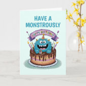 Niedliches Monster Geburtstag Karte (Gelbe Blume)