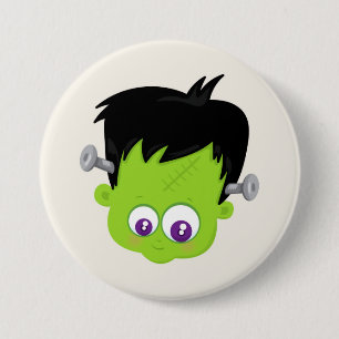 Niedliches Monster-Gesicht des Grünen Frankenstein Button