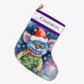 Niedliches Monster Großer Weihnachtsstrumpf (Vorderansicht (hängend))