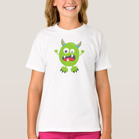 Niedliches Monster, grünes Monster, lustiges Monst T-Shirt (Vorderseite)