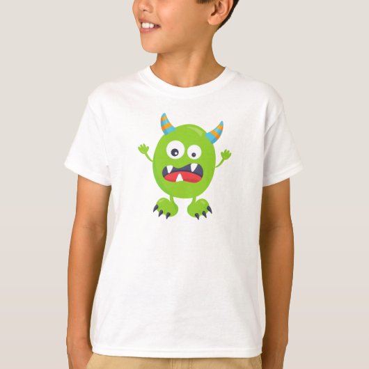 Niedliches Monster, grünes Monster, lustiges Monst T-Shirt (Vorderseite)