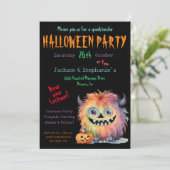 Niedliches Monster Halloween-KostümParty Einladung (Stehend Vorderseite)