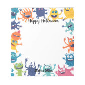 Niedliches Monster Happy Halloween Notizblock (Vorderseite)