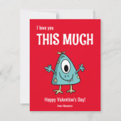 Niedliches Monster-Happy-Valentinstag-Klassenzimme Mitteilungskarte (Vorderseite)