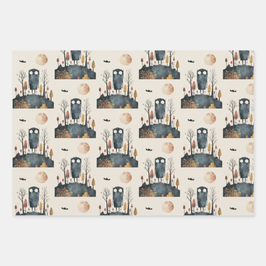 Niedliches Monster-Herbstfarben-Whimsisches Hallow Geschenkpapier Set (Vorderseite 3)