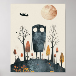 Niedliches Monster im wunderschönen Halloween-Kind Poster