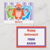 Niedliches Monster Kids Halloween Mitteilungskarte (Vorne/Hinten)